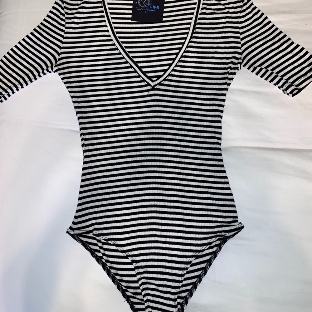 Blue Life B&W Striped Bodysuit